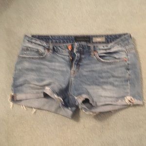 Light wash blue jean shorts